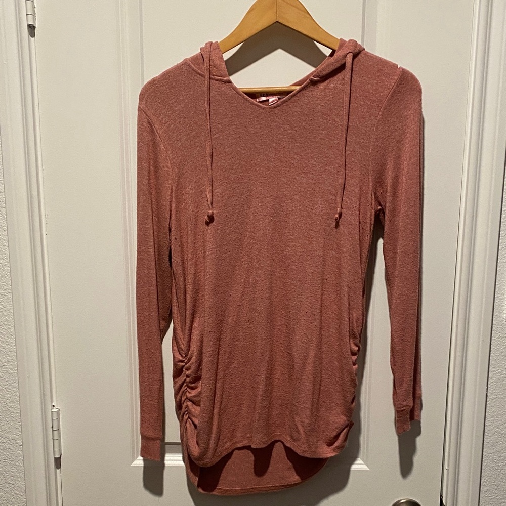 Feathers Dusty Rose Maternity Hooded Sweatshirt